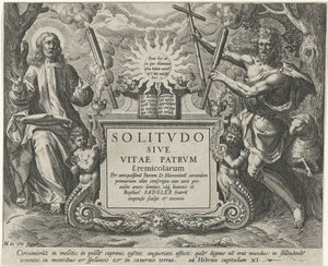 Kristus a Johannes de Doper Mannelijke kluizenaars (název série) Samota aneb život otců poustevníků (název série) Solitvdo Sive Vitae Patrvm Eremicolarum (název série na objektu) od Johann Sadeler (I)