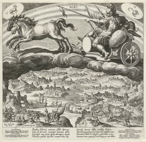 Planeta Mars a její vliv na svět Sedm planet (název série) Planetarum effectus et eorum in signis zodiac (název série) od Johann Sadeler (I)