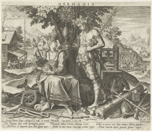 Německo s Ceres a Bacchus Germania (název na objektu) Alegorická zobrazení evropských zemí (název série) od Johann Sadeler (I)