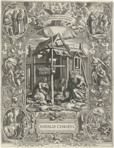 Narození: Vánoce Natalis Christi (titul na objektu) Čtyři nejdůležitější křesťanské svátky (název série) od Johann Sadeler (I)