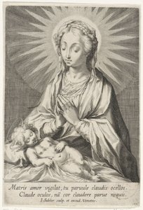 Marie zbožňuje spící Kristovo dítě od Johann Sadeler (I)