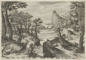 Narcis Krajiny s mytologickými scénami (název série) od Johann Sadeler (I)