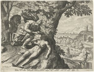 Podobenství o milosrdném Samaritánovi od Johann Sadeler (I)