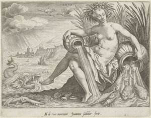 Voda Aqva (název na objektu) The Four Elements (název série) od Johann Sadeler (I)
