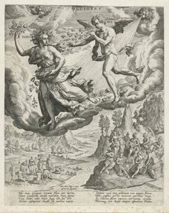 západní vítr Occidens (název na objektu) The Four Winds (název série) od Johann Sadeler (I)