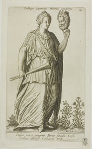 Calliope, Muse of Epic Poetry, deska 12 z Parnassus Biceps od Johann Theodor de Bry
