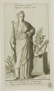 Erato, Múza lyrické poezie, deska 11 z Parnassus Biceps od Johann Theodor de Bry