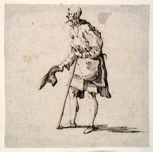Venkovský muž stojící a sundává si čepici (pero a inkoust na papíře) od Johann Wilhelm Baur