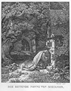 Modlící se jeptiška od Johann Wilhelm Schirmer