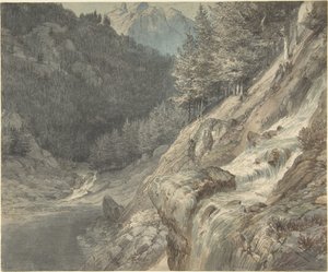 Horská krajina s řekou od Johann Wilhelm Schirmer
