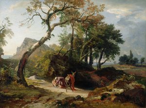 Záchrana zraněného milosrdným Samaritánem (večer) kolem roku 1856