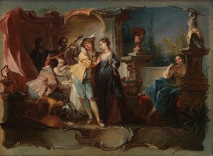 Marnotratný syn žijící s nevěstkami, kolem roku 1750 (olej na plátně)