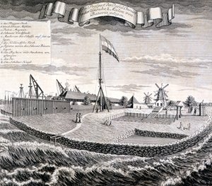 Holandská východoindická společnost dřevo nebo pila na ostrově dvě míle od Batavia, hospoda. 1744. od Johann Wolfgang Heydt