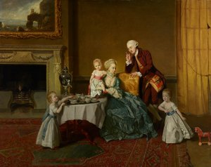 John, čtrnáctý lord Willoughby de Broke a jeho rodina, asi 1766