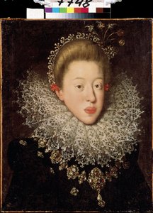 ""Portrét Anny Rakouské (1585-1618) (Anny Habsburské nebo Tyrolské), císařovny Svaté Říše"" Obraz Hanse von Aachena (1552-1615) Lvov z počátku 17. století, Muzeum výtvarných umění