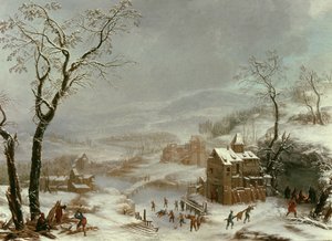 Zimní scéna poblíž řeky Flustal od Johann the Yngr. Dallinger von Dalling