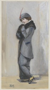 Stojící dáma v dlouhém kabátě s kožešinou od Johannes Abraham Mondt