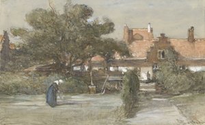 Nádvoří Heilige Geesthofje na Paviljoensgracht v Haagu od Johannes Bosboom