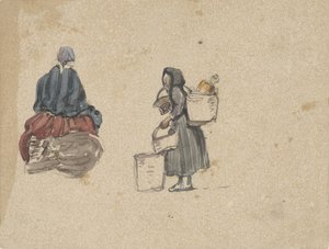 Dvě studie rybářek od Johannes Bosboom