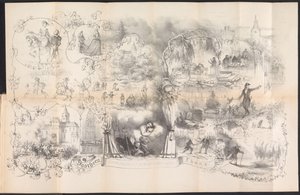 Karikatura ve studentském almanachu v Leidenu, 1856 Sny z maškarní noci (název na předmětu)
