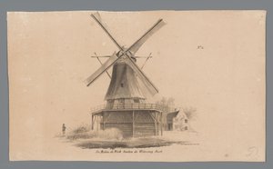 Pohled na větrný mlýn De Vink mimo Weteringpoort Windmill de Vink mimo Wetering Poort (název na objektu) od Johannes Cornelis van Pappelendam