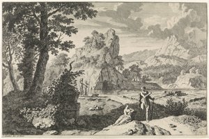 Arkádská krajina s ruinami Arkádské krajiny (název série) od Johannes Glauber