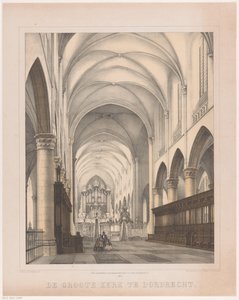 Interiér Grote Kerk v Dordrechtu Velký kostel v Dordrechtu (název na objektu) od Johannes Hermanus van der Heijden