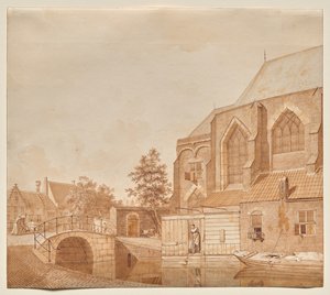 Pohled na Nový kostel, Delft od Johannes Huibert Prins