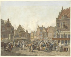 Náměstí s jarmarkem Náměstí s lunaparkem od Johannes Huibert Prins