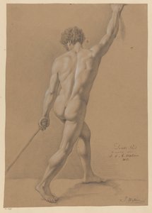 Stojící mužský akt, pohled zezadu (3. cena 1812) od Johannes Joseph Maria Watrin