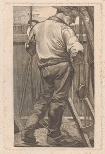 Dělník u dřevěného plotu od Johannes Josephus Aarts (signed by artist)