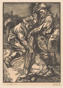 Stavební dělníci zaneprázdněni beraněním od Johannes Josephus Aarts (signed by artist)
