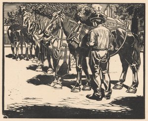 Jízda na koních na náměstí od Johannes Josephus Aarts (signed by artist)