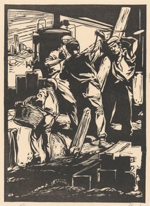 Čtyři pracovníci hráze od Johannes Josephus Aarts (signed by artist)