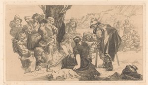 Muži, ženy a děti u stromu od Johannes Josephus Aarts