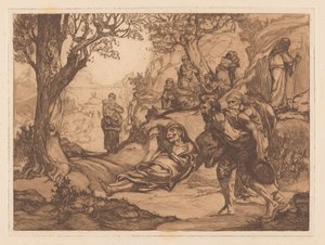 Muži, ženy a děti v kopcovité krajině od Johannes Josephus Aarts