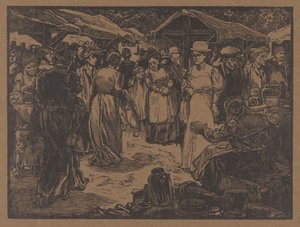 Tržní scéna s muži a ženami od Johannes Josephus Aarts