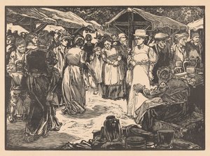 Tržní scéna s muži a ženami od Johannes Josephus Aarts