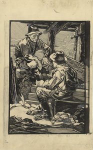 Dva dělníci hráze v prkenné chatě od Johannes Josephus Aarts