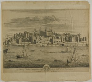 Londýnský Tower, pátá deska z knihy Britannia Illustrata od Johannes Kip