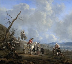 Krajina s jezdci, lovci a rolníky