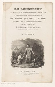 Dva muži u truhly plné cenností Titulní strana pro: G. van Reyn, Touha po penězích, vládnoucí vada v křesťanské církvi, 1838 od Johannes Philippus Lange
