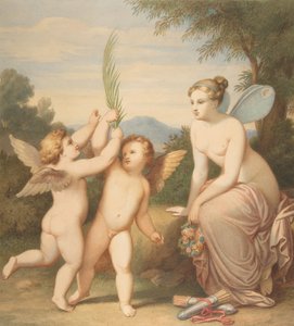 Eros a Anteros s pohledem psychiky na ně, 1810-60. od Johannes Riepenhausen