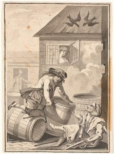 Jens Blok a Gunild. Ilustrace pro Ludvig Holberg: Peder Paars 1772. (2. kniha, 3. píseň) od Johannes Wiedewelt