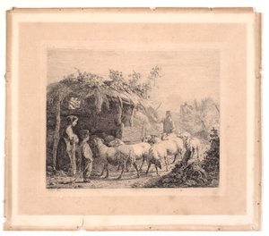 Stádo ovcí je zahnáno do stodoly od Johannes Wilhelm Zillen