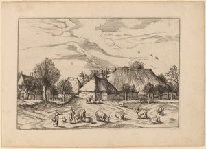 Farmy od Johannes and Lucas van Doetechum after Master of the Small Landscapes