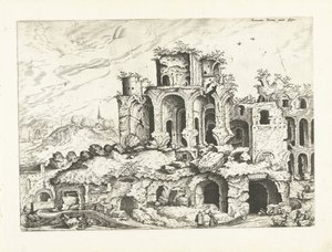 Třetí pohled na ruiny Palatinu Římské ruiny, 1561 (název série) od Johannes of Lucas van Doetechum (attributed to)