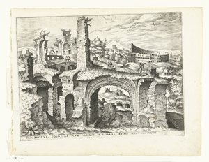 Pohled na Koloseum Římské ruiny, 1561 (název série) od Johannes of Lucas van Doetechum (attributed to)