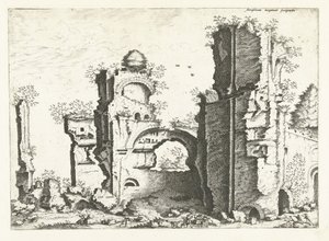 Pohled na ruiny, možná lázně Caracalla Římské ruiny, 1561 (název série) od Johannes of Lucas van Doetechum (attributed to)