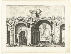 Druhý pohled na Diokleciánovy lázně Římské ruiny, 1561 (název série) od Johannes of Lucas van Doetechum (attributed to)